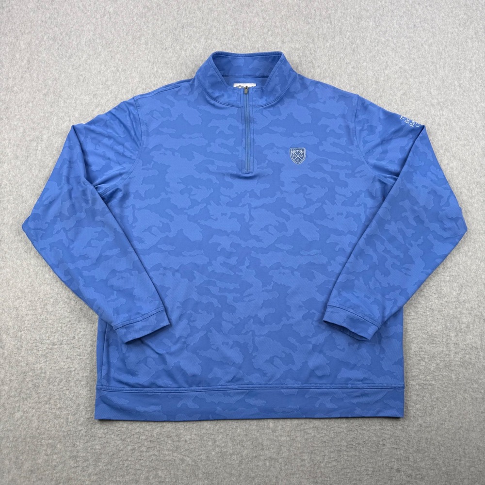 Peter Millar Sweater Mens XL Blue Camo Crown Sport 1/4 Zip Boca Raton Golf Club